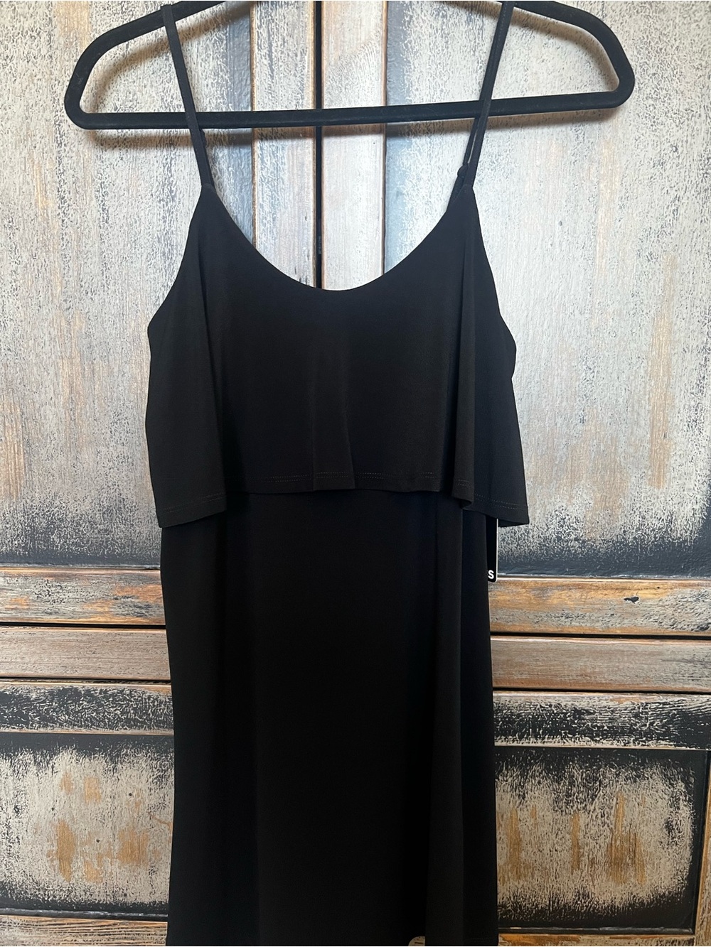 Express Black Spaghetti-Strap Mini Dress with Layered Bodice